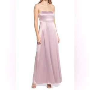 🆕📸 Lulu’s These Are The Nights Strapless Satin Gown in Dusty Lavender 💜 …